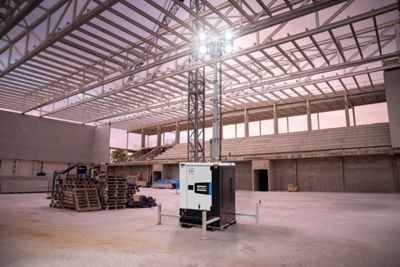 Atlas Copco's diesel light tower bi+ 4 at construction site