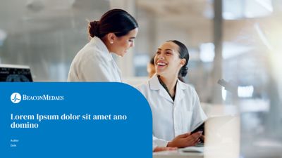 Cover slide for PowerPoint template in BeaconMedaes blue