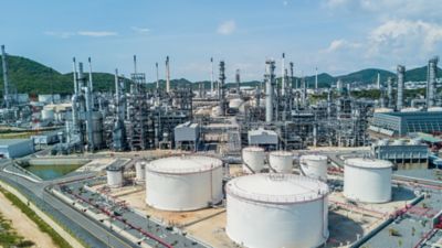 Aerial view oil refinery, refinery plant, refinery factory.