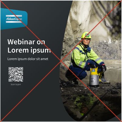 An incorrect use of the logotype cutout where the shape is cropped beyond recognition