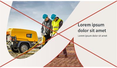 An incorrect use of the logotype cutout where people are cropped out