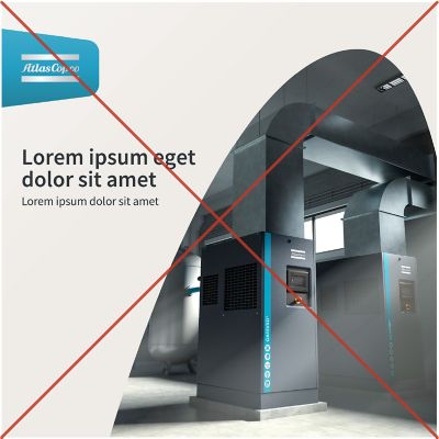 An incorrect use of the logotype cutout with a distorted shape