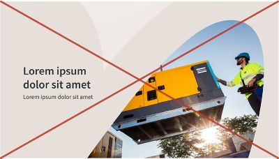 An incorrect use of the logotype cutout where the shape is rotated