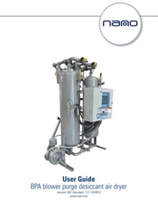 The user guide for the BPA blower purge desiccant dryer
