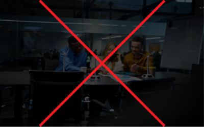 Incorrect excessively darkened image.