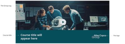 Slide with picture and title with labels for course, logo and Group tag