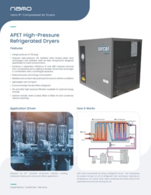 The US and CA model of the nano aircel APET high pressure refrigerated dryer brochure