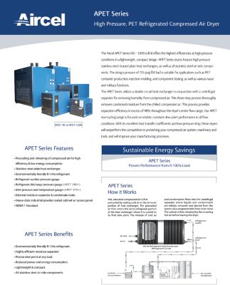 APET PET High Pressure Refrigerated Air Dryer Brochure