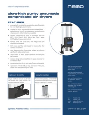 nano-purification solutions product brochure with equipment details