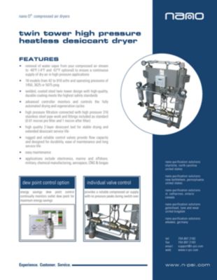 nano-purification solutions product brochure with equipment details
