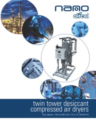 The brochure for the aircel line of twin tower desiccant dryers, models ABP and AEHD