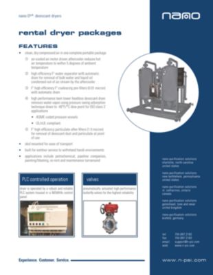 nano-purification solutions product brochure with equipment details