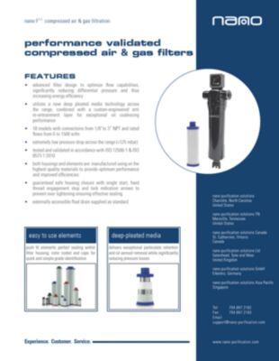The GFN USA brochure for performance validated filtration options