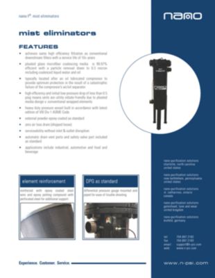The brochure for the F6 mist eliminator filtration option