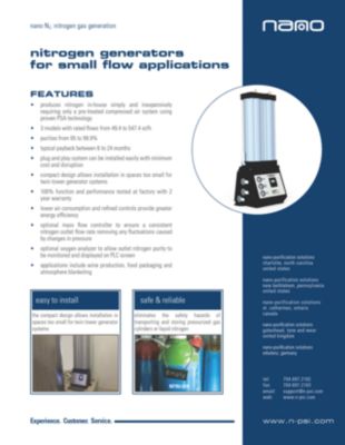 The brochure for the N2 ECOGEN2 low flow nitrogen generator model