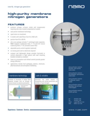 The product brochure for the membrane nitrogen generator range