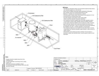 The Installation Proposal for the nano-purification solutions' ND NED 4L-350L Zero Air Loss Drain.