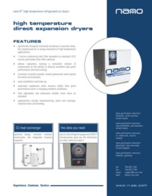 nano-purification solutions product brochure with equipment details