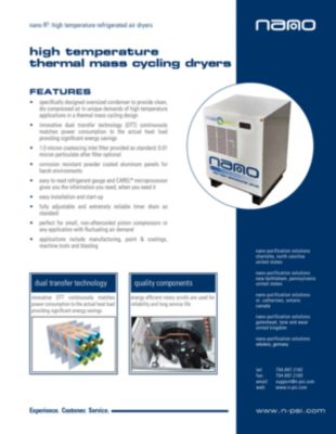 nano-purification solutions product brochure with equipment details