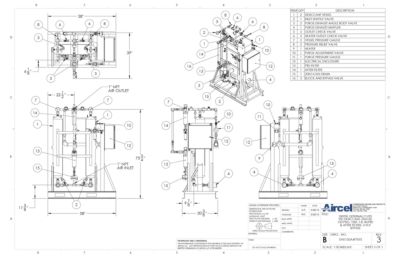 nano EH0150 Externally Heated Desiccant Dryer with Pre and After Filters & 3-Valve Bypass General Arrangement Drawing
