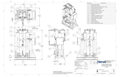 nano EH0250 Externally Heated Desiccant Dryer with Pre and After Filters & 3-Valve Bypass General Arrangement Drawing
