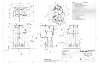 nano EH0350 Externally Heated Desiccant Dryer with Pre and After Filters & 3-Valve Bypass General Arrangement Drawing