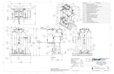 nano EH0500 Externally Heated Desiccant Dryer with Pre and After Filters & 3-Valve Bypass General Arrangement Drawing