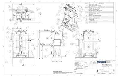 nano EH0750 Externally Heated Desiccant Dryer with Pre and After Filters General Arrangement Drawing