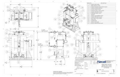 nano EH0750 Externally Heated Desiccant Dryer with Pre and After Filters & 3-Valve Bypass General Arrangement Drawing