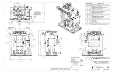 nano EH1000 Externally Heated Desiccant Dryer with Pre and After Filters & 3-Valve Bypass General Arrangement Drawing