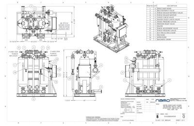 nano EH1000 Externally Heated Desiccant Dryer with Pre and After Filters General Arrangement Drawing