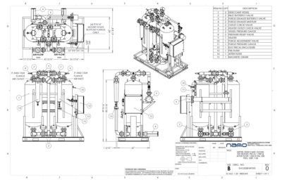 nano EH1250 Externally Heated Desiccant Dryer with Pre and After Filters General Arrangement Drawing