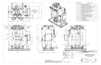 nano EH1500 Externally Heated Desiccant Dryer with Pre and After Filters General Arrangement Drawing