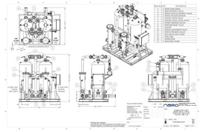 nano EH2000 Externally Heated Desiccant Dryer with Pre and After Filters General Arrangement Drawing