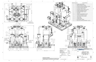 nano EH2000 Externally Heated Desiccant Dryer with Pre and After Filters & 3-Valve Bypass General Arrangement Drawing