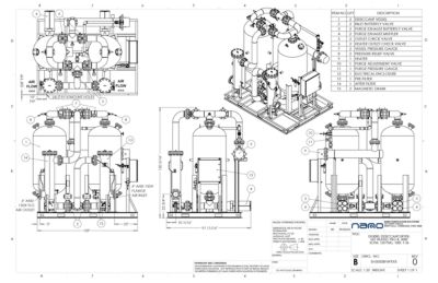 nano EH3000 Externally Heated Desiccant Dryer with Pre and After Filters General Arrangement Drawing