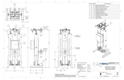 nano HL0070 Heatless Desiccant Dryer with Pre and After Filters General Arrangement Drawing
