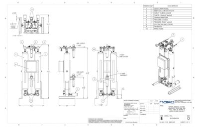 nano HL0100 Heatless Desiccant Dryer with Pre and After Filters General Arrangement Drawing