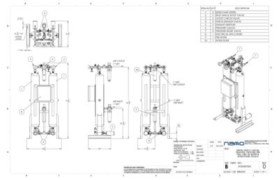 nano HL0150 Heatless Desiccant Dryer with Pre and After Filters General Arrangement Drawing