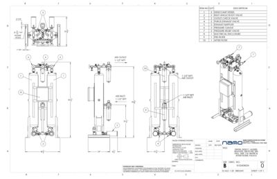 nano HL0200 Heatless Desiccant Dryer with Pre and After Filters General Arrangement Drawing