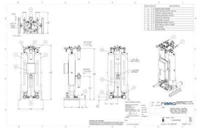 nano HL0250 Heatless Desiccant Dryer with Pre and After Filters General Arrangement Drawing