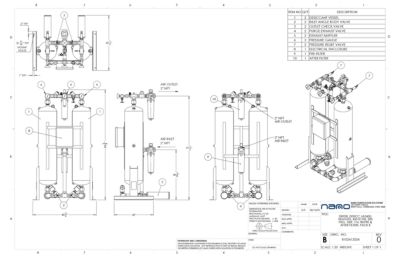 nano HL0450 Heatless Desiccant Dryer with Pre and After Filters General Arrangement Drawing
