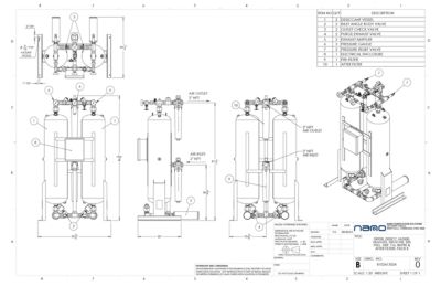 nano HL0500 Heatless Desiccant Dryer with Pre and After Filters General Arrangement Drawing