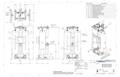 nano HL0600 Heatless Desiccant Dryer with Pre and After Filters General Arrangement Drawing