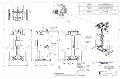 nano HL0750 Heatless Desiccant Dryer with Pre and After Filters Spares