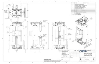 nano HL0750 Heatless Desiccant Dryer with Pre and After Filters General Arrangement Drawing