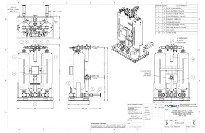 nano HL1000 Heatless Desiccant Dryer with Pre and After Filters General Arrangement Drawing
