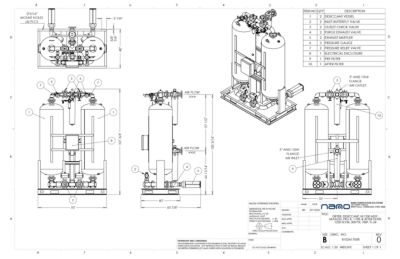 nano HL1250 Heatless Desiccant Dryer with Pre and After Filters General Arrangement Drawing