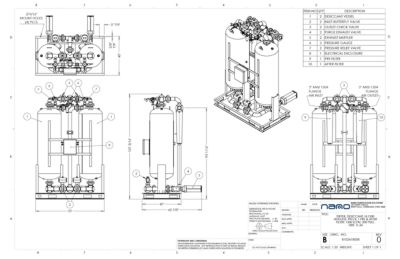 nano HL1500 Heatless Desiccant Dryer with Pre and After Filters General Arrangement Drawing