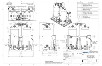 nano HL3000 Heatless Desiccant Dryer with Pre and After Filters General Arrangement Drawing